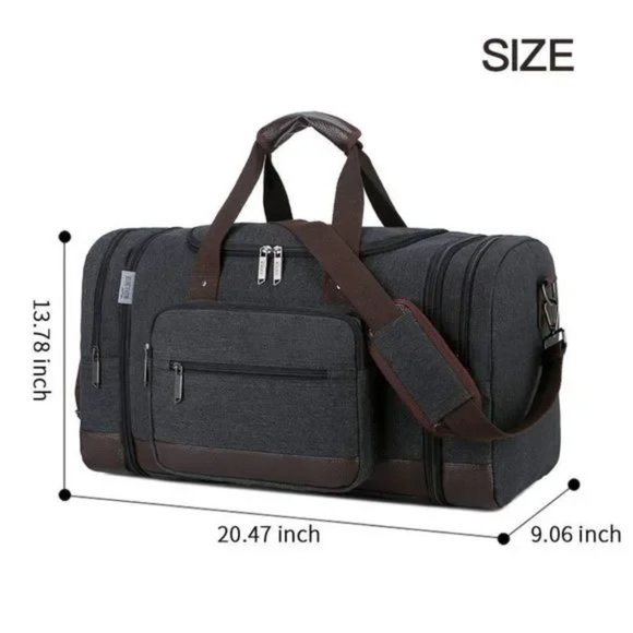 𝅺NEW Canvas Travel Bag for Men Black - Picture 6 of 7